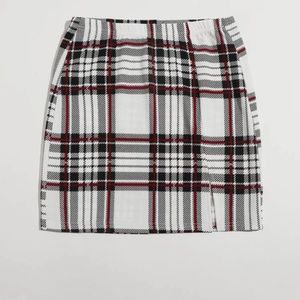 New black and white plaid mini skirt